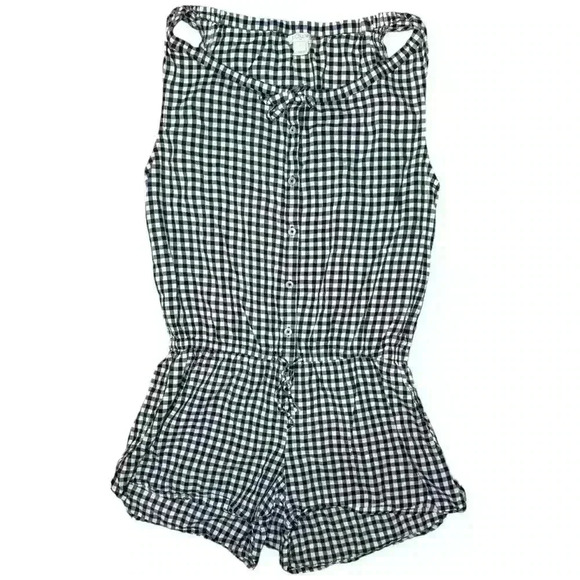J. Crew Navy and White Gingham Romper Sz. XS Light weight - Picture 1 of 7